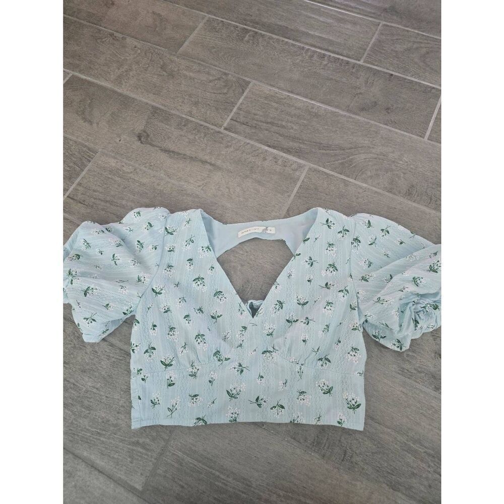 Women's Altar'd State Crop Top‎ Floral Blue aside Small